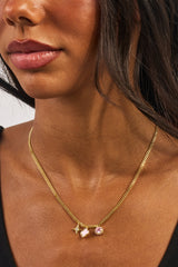 Multi Motif Pendant Necklace - 10mm - Gold