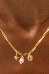 Multi Motif Pendant Necklace - 10mm - Gold