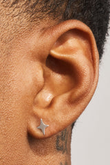 Polished Star Stud Earrings - 8mm - White