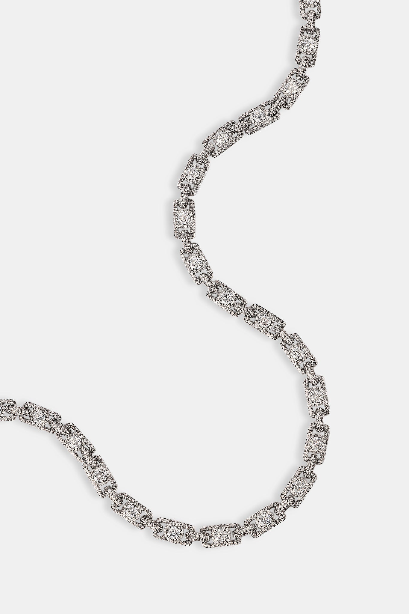 Cluster Centre Stone Square Tennis Chain - 6mm - White