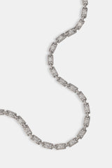 Cluster Centre Stone Square Tennis Chain - 6mm - White