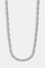 Cluster Centre Stone Square Tennis Chain - 6mm - White