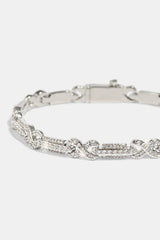 Iced Infinity Rectangle Link Bracelet - 6mm - White