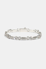 Iced Infinity Rectangle Link Bracelet - 6mm - White