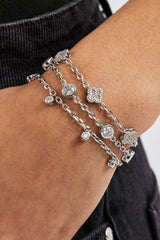 Triple Layer Gemstone Bracelet - 2mm - White