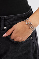 Triple Layer Gemstone Bracelet - 2mm - White