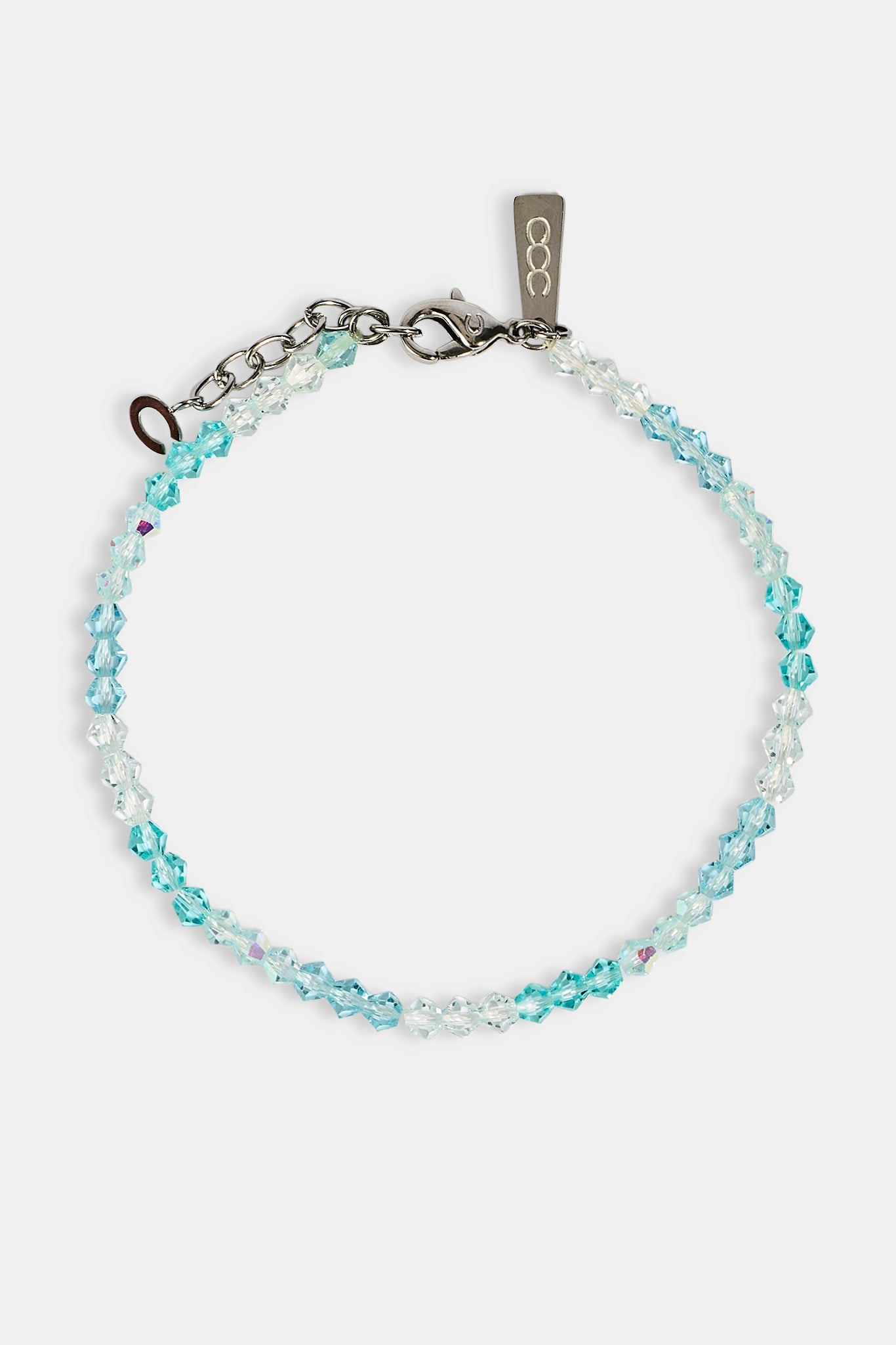 Blue Multi Glass Bead Bracelet - 4mm - White