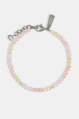 Pink & Lemon Glass Bead Bracelet - 4mm - White