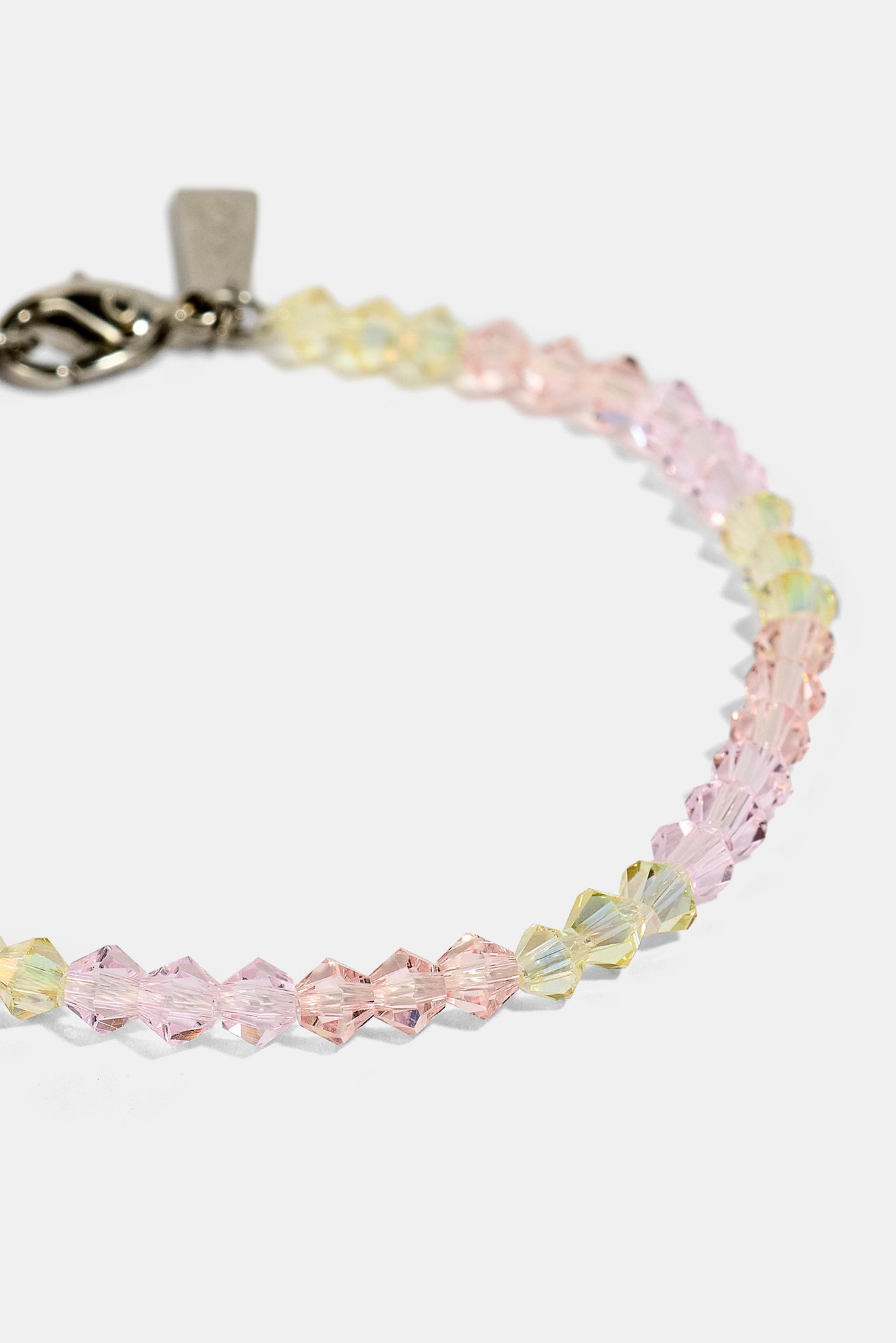 Pink & Lemon Glass Bead Bracelet - 4mm - White