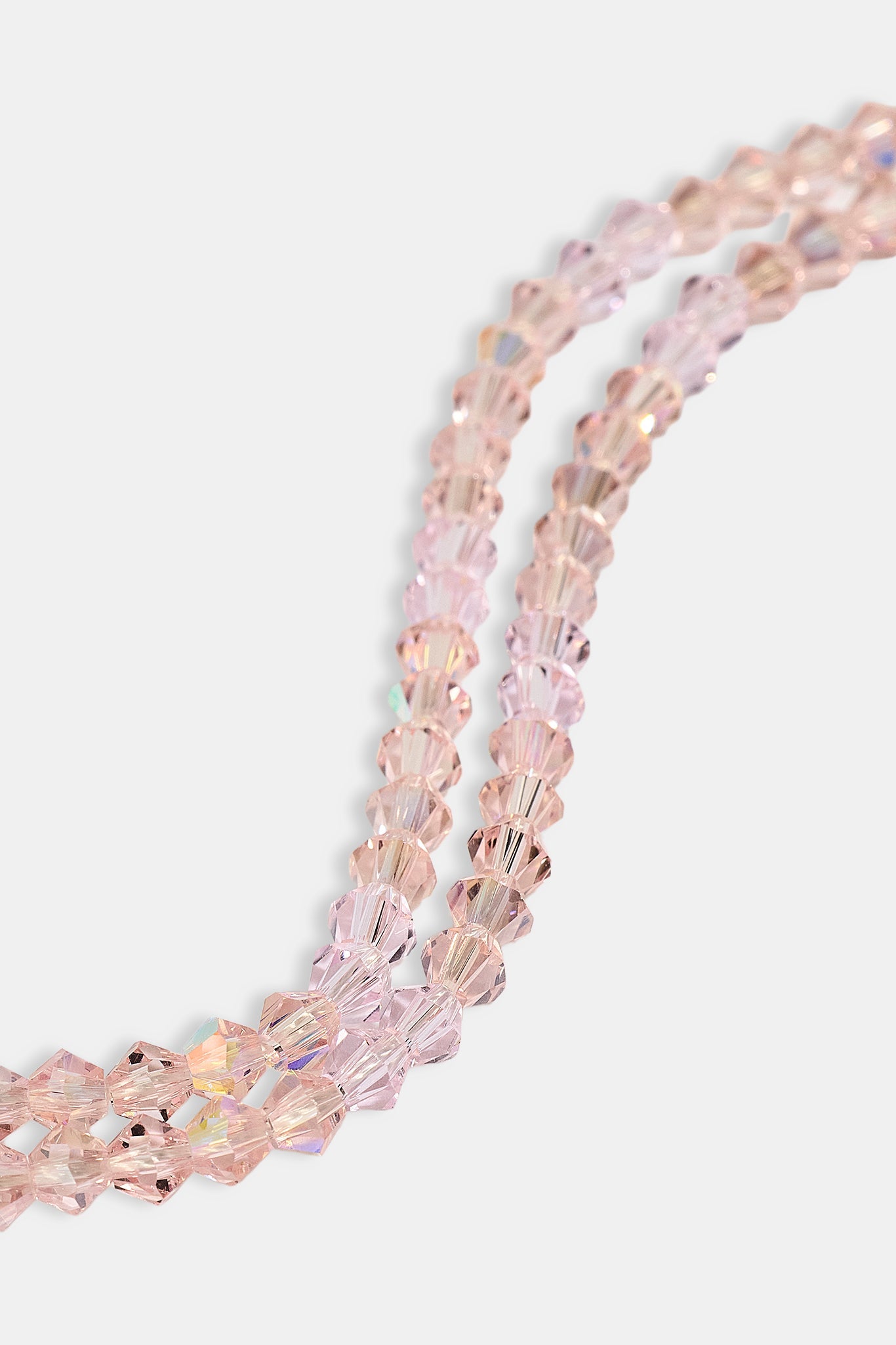 Pink Double Layer Glass Bead Bracelet - 4mm - White
