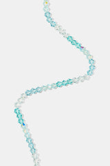 Blue Multi Glass Bead Necklace - 4mm - White