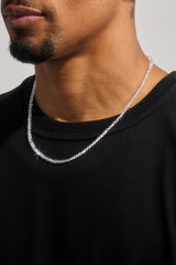 Clear Glass Bead Necklace - 4mm - White