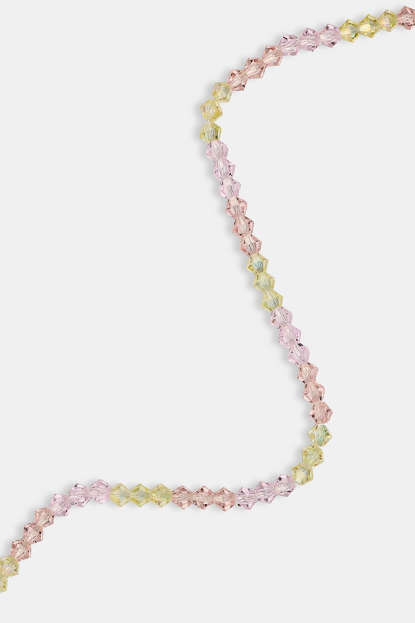 Pink & Lemon Glass Bead Necklace - 4mm - White