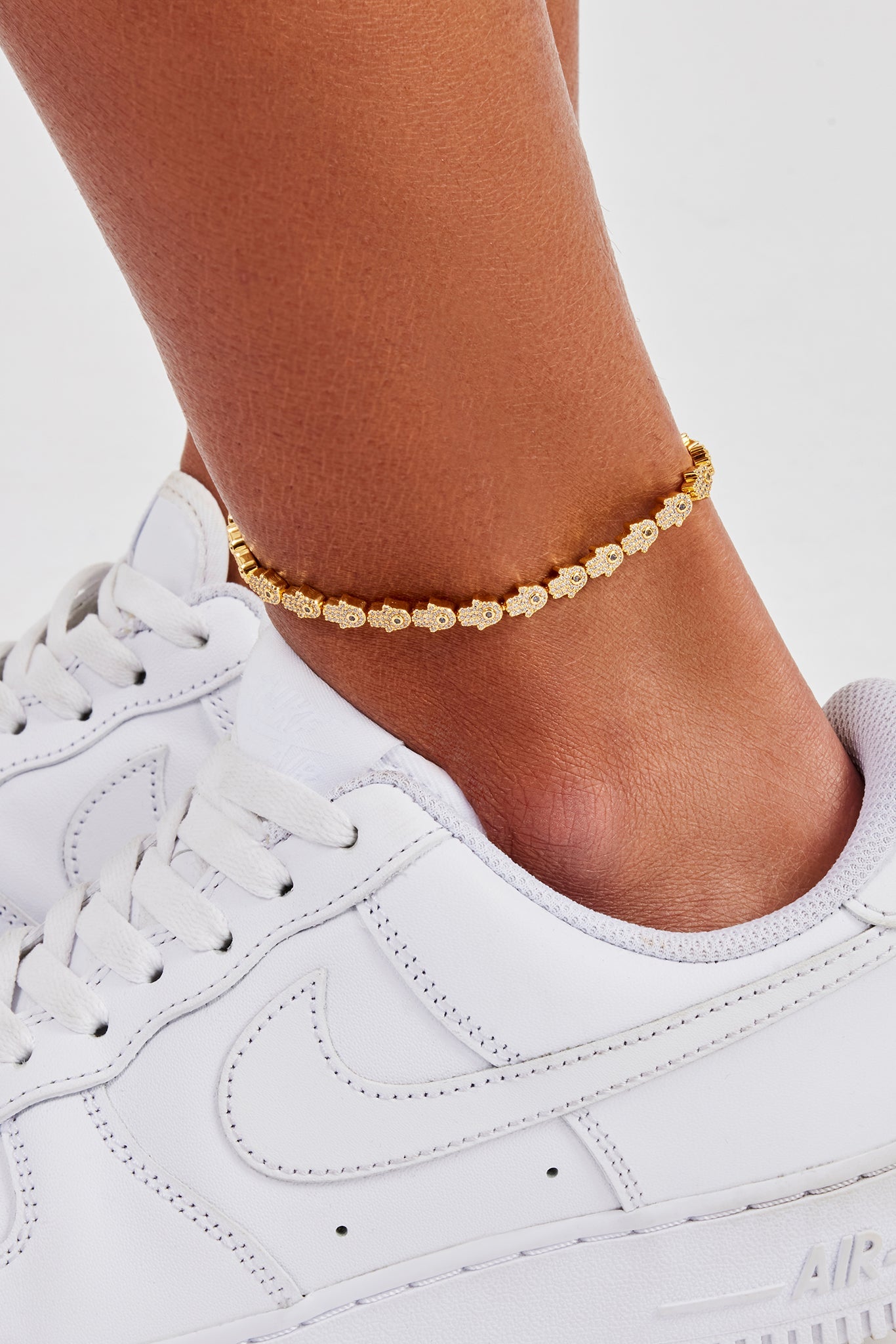Iced Hamsa Hand Anklet - 6mm