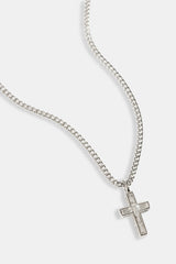 Iced Baguette Stone Cross Necklace - 25mm