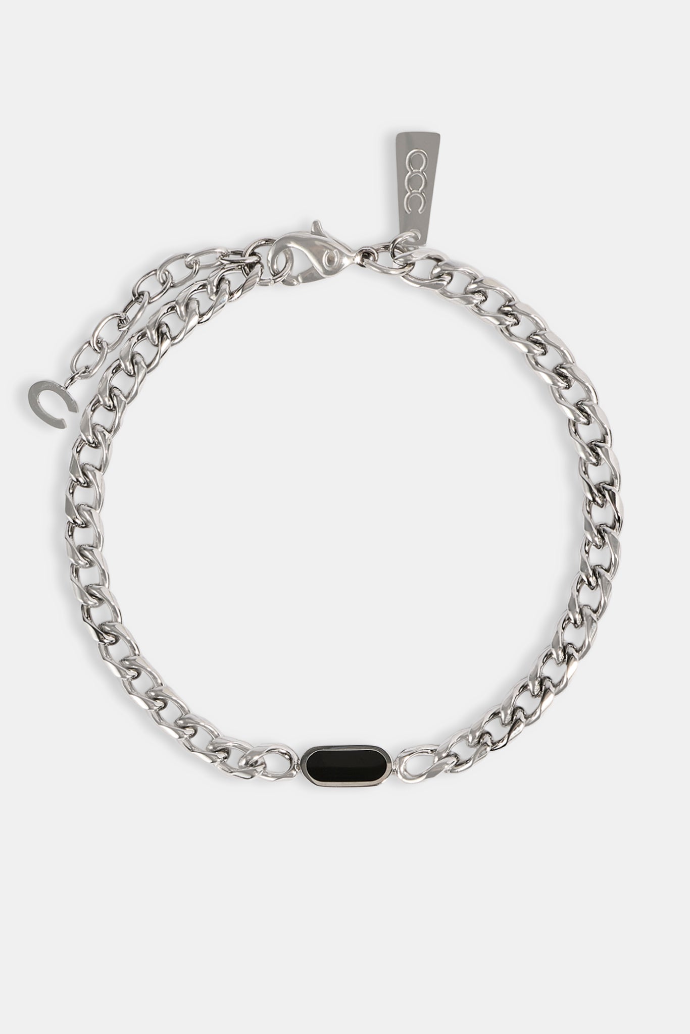 Polished & Black Enamel Miami Cuban Bracelet - 10mm - White