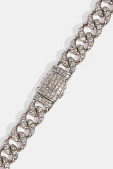 Iced Gemstone Pendant Cuban Necklace - 25mm - White