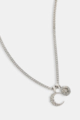 Iced Celestial Double Motif Pendant Necklace - 10mm - White