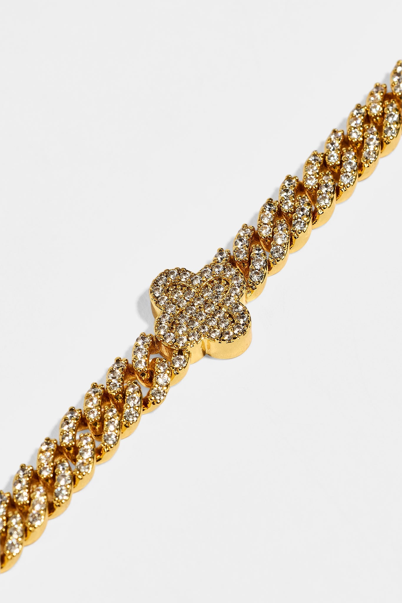 Iced Motif Cuban Link Bracelet - 5mm - Gold