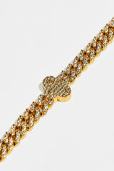 Iced Motif Cuban Link Bracelet - 5mm - Gold