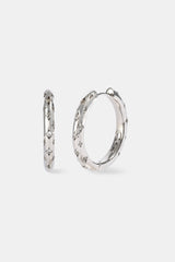 Iced Gemstone Hoop Earrings - 20mm - White