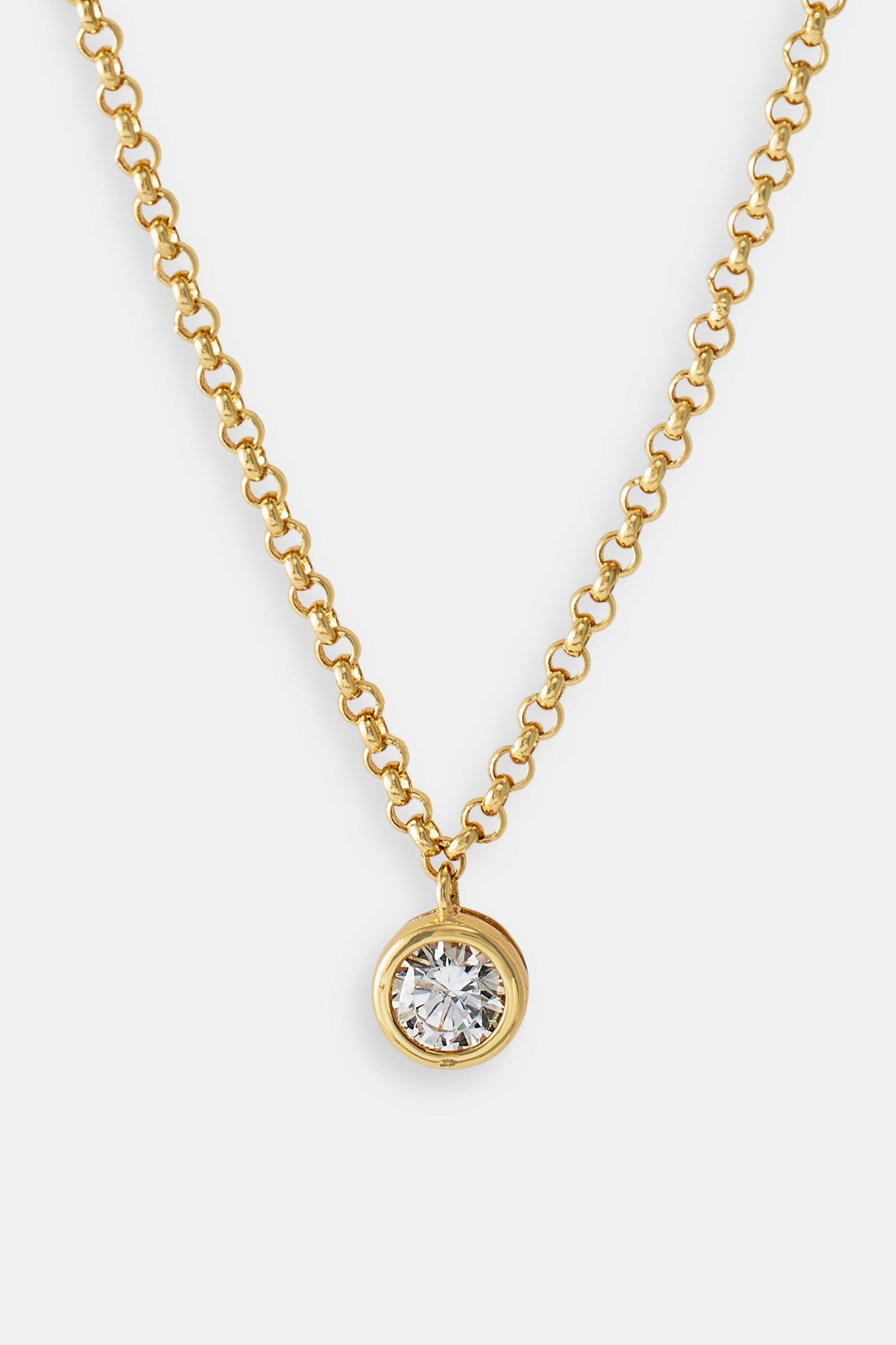 Iced Gemstone Micro Necklace - 6mm - Gold