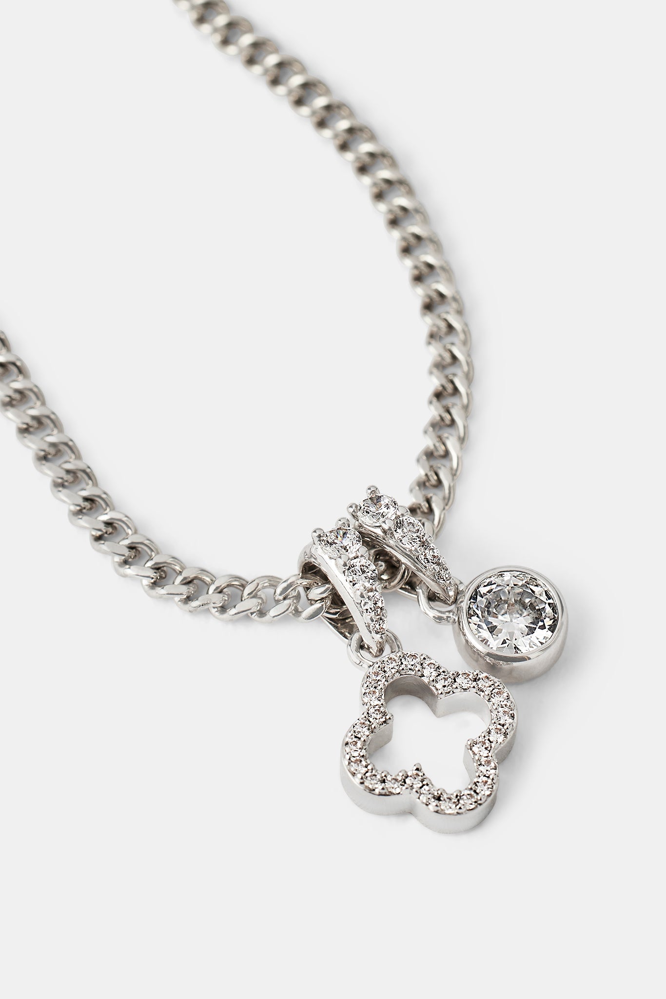 Iced Motif Outline & Gemstone Necklace - 10mm