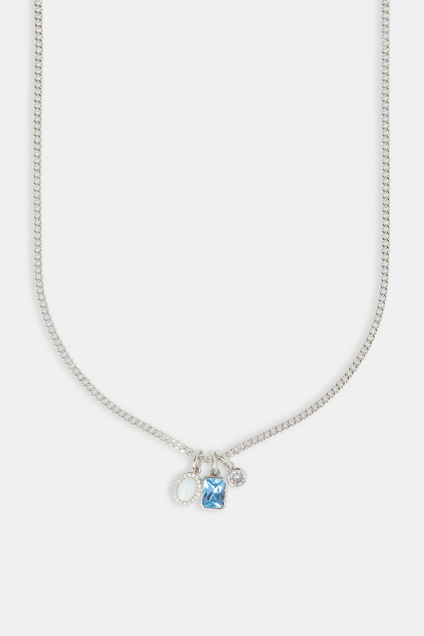 Iced Opal & Clear Gemstone Layered Necklace - 15mm