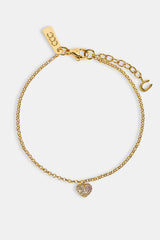 Iced Pave Heart Micro Bracelet - 6mm - Gold