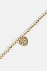 Iced Pave Heart Micro Bracelet - 6mm - Gold