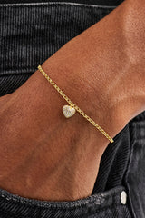Iced Pave Heart Micro Bracelet - 6mm - Gold