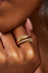 Iced Pave Polished Layered Ring - 8mm