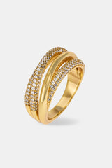 Iced Pave Polished Layered Ring - 8mm