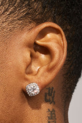 Iced Cluster Stud Earrings - 10mm - White