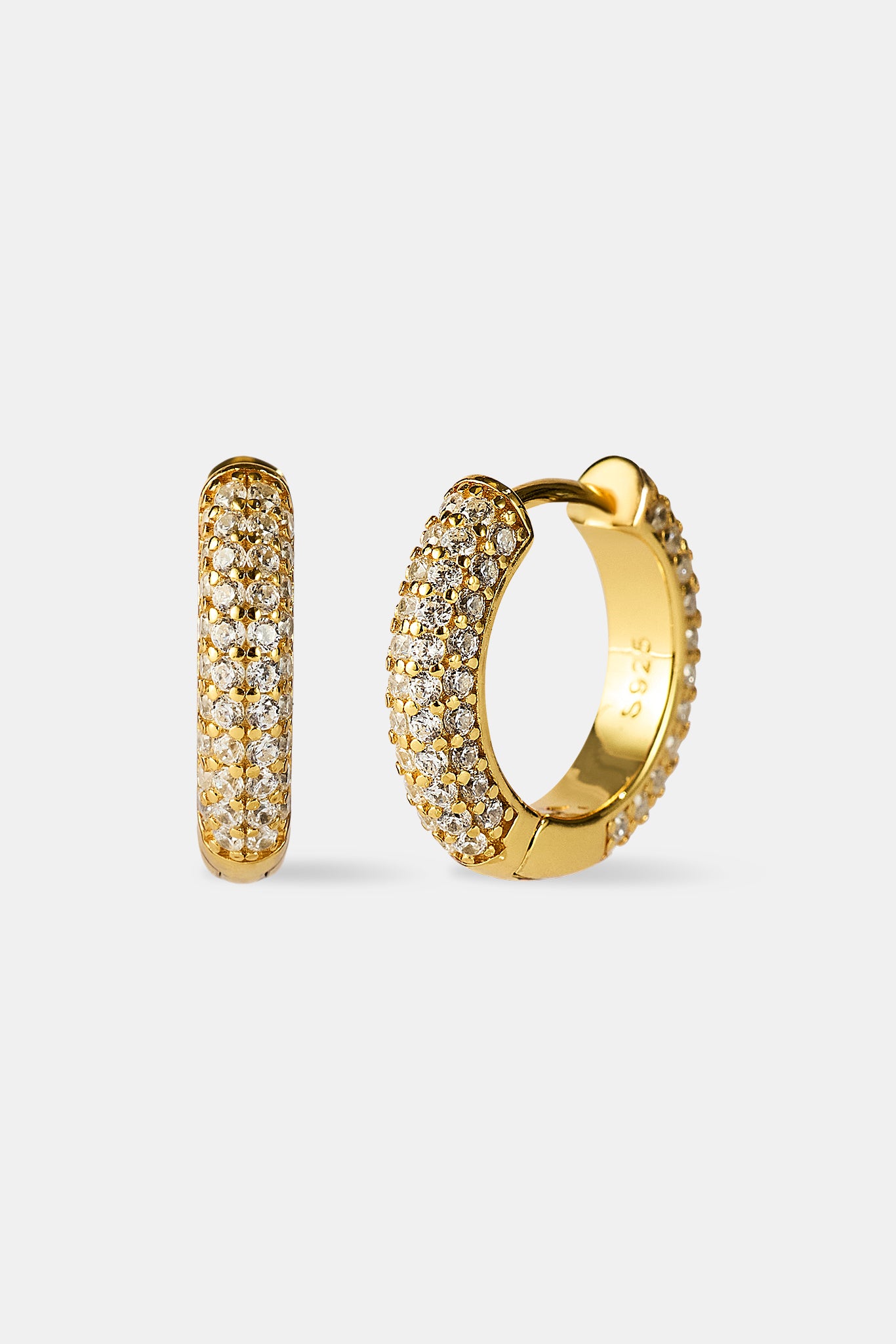 Iced Hoop Earrings - 15mm - Gold