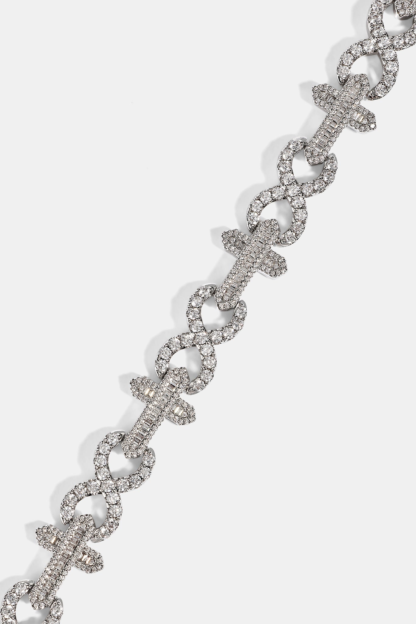 Iced Cross & Infinity Bracelet - 10mm - White