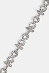 Iced Cross & Infinity Bracelet - 10mm - White