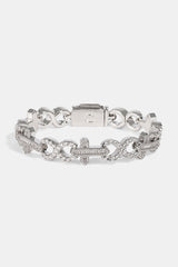 Iced Cross & Infinity Bracelet - 10mm - White