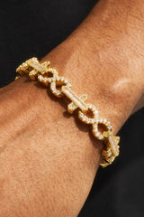 Iced Cross & Infinity Bracelet - 10mm - Gold