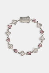 Heart & Iced Motif Gem Bracelet - 6mm - White