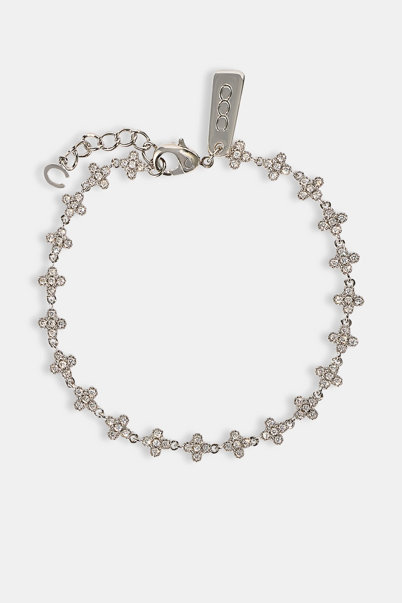 Iced Connecting Motif Bracelet - 5mm - White