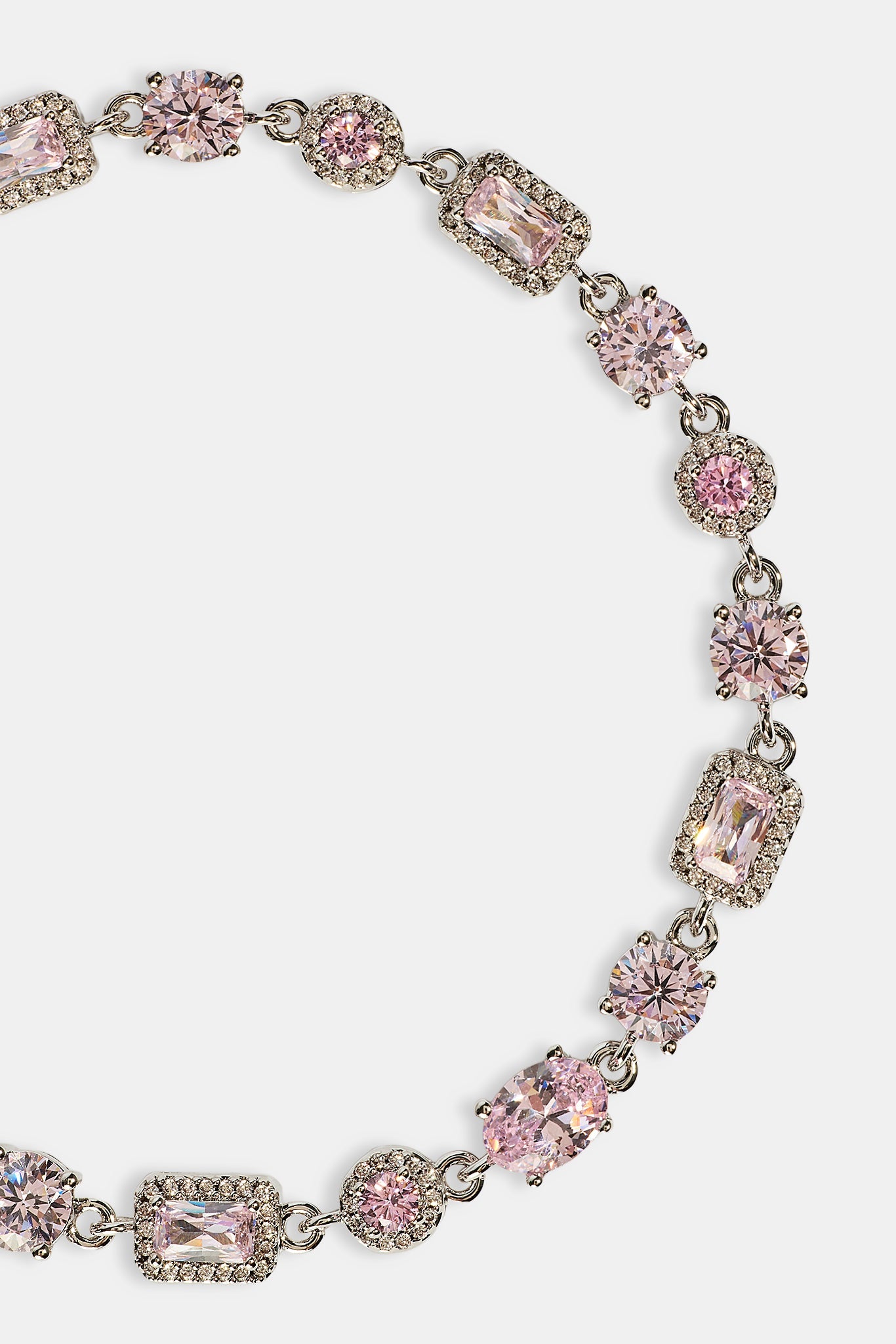 Iced Pink Mixed Shape Bracelet - 5mm - White