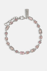 Iced Pink Mixed Shape Bracelet - 5mm - White