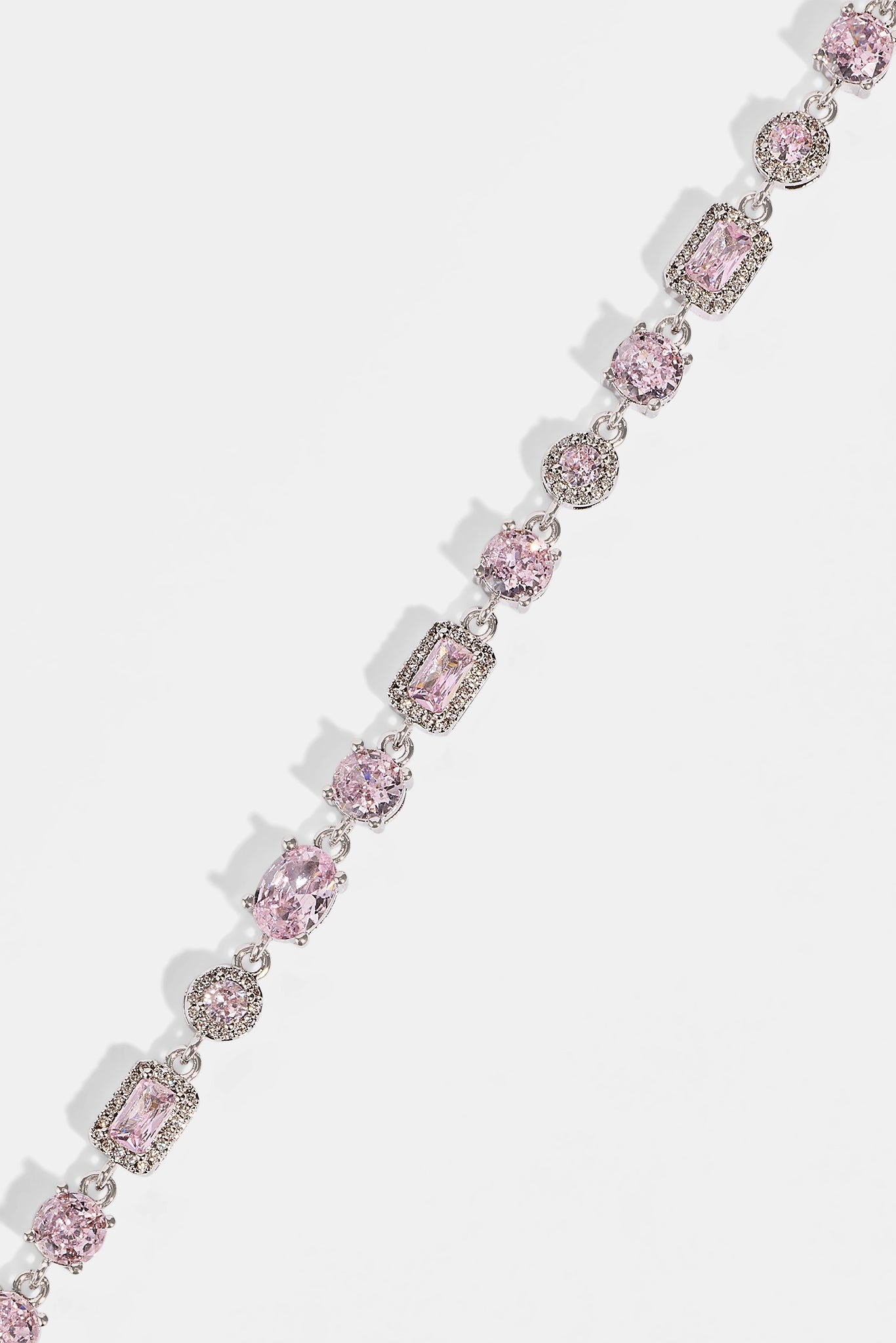 Iced Pink Mixed Shape Chain - 5mm - White