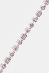 Iced Pink Mixed Shape Chain - 5mm - White