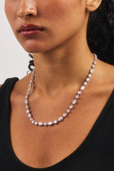 Iced Pink Mixed Shape Chain - 5mm - White