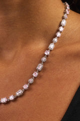 Iced Pink Mixed Shape Chain - 5mm - White