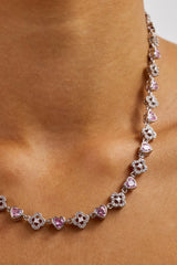 Heart & Iced Motif Gem Chain - 6mm - White