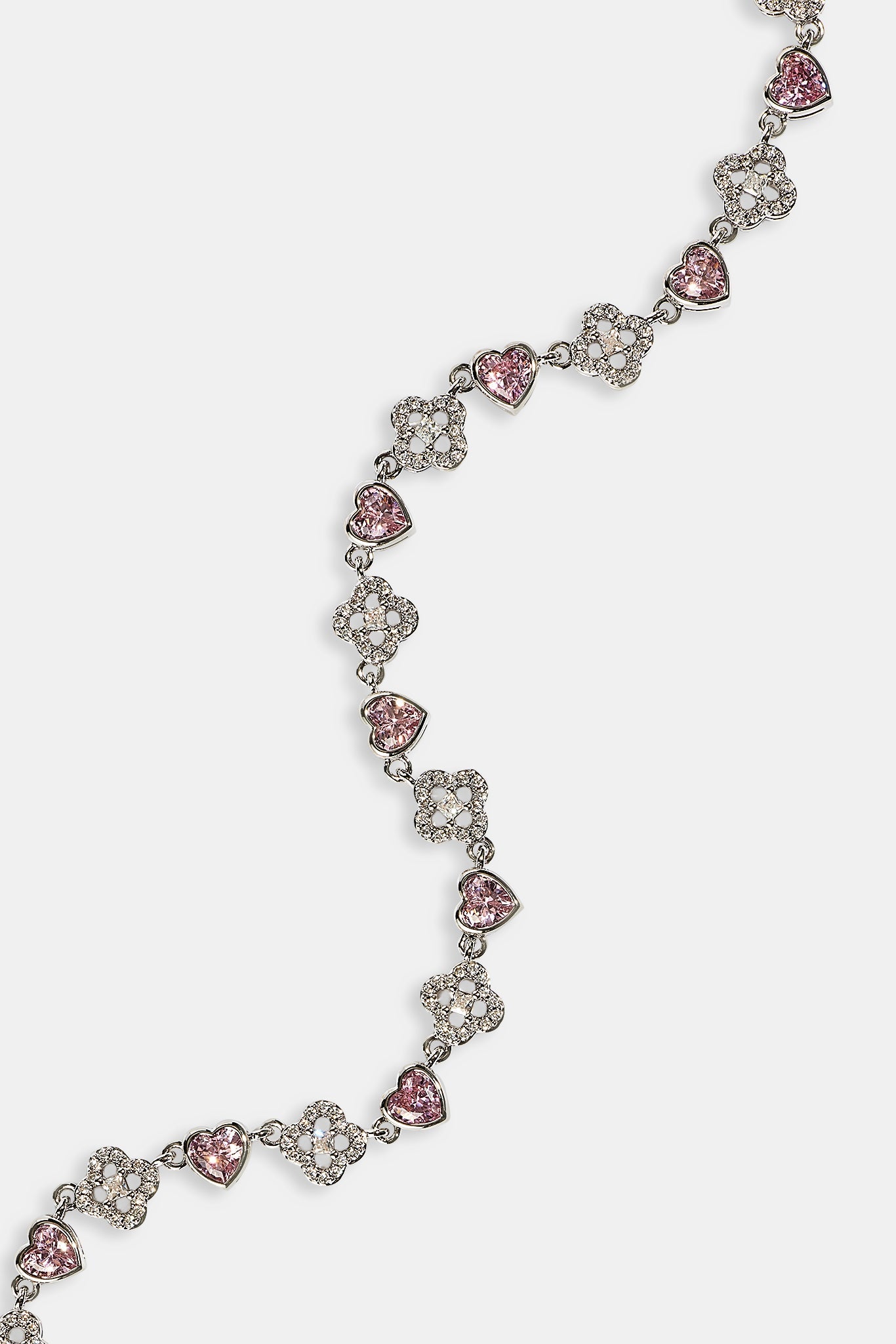 Heart & Iced Motif Gem Chain - 6mm - White