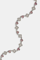 Heart & Iced Motif Gem Chain - 6mm - White